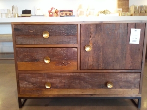 reclaimed wood, chest of drawers, brass hardware